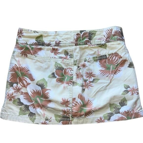 Old Navy Womens Floral Skort Size 0 Tropical Hawaiian Pattern Beige Cotton Summe - Picture 2 of 9